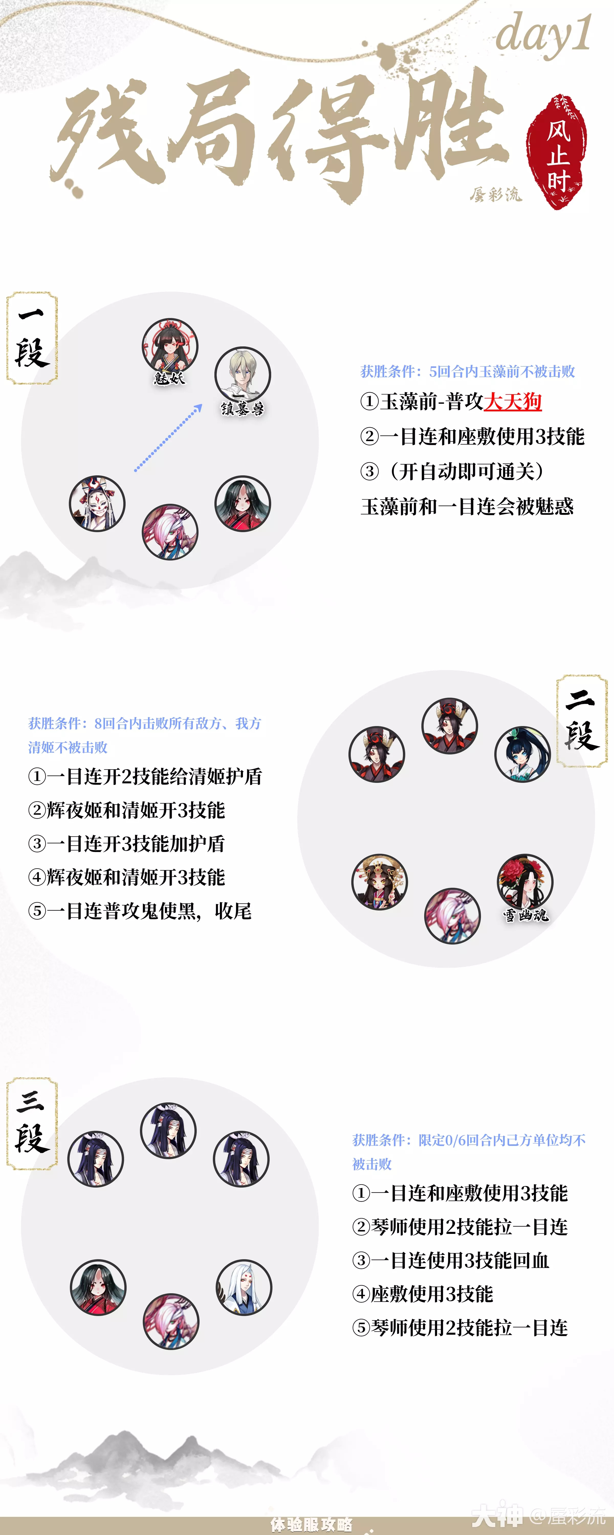 阴阳师风止时残局得胜第一天攻略